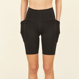 Girlfriend Collective Black High-Rise Pocket Bike Short